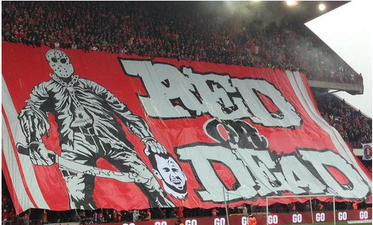 Vine: Steven Defour reacted violently to seeing a banner of his severed head