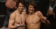 GIF: They will fight. But first Olivier Aubin-Mercier and David Michaud share some muffins