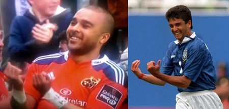 VINE: Simon Zebo cracks out the Bebeto USA ’94 celebration after great try