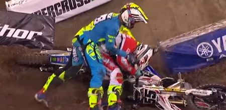 Video: Motocross rider viciously attacks rival after crashing out of race