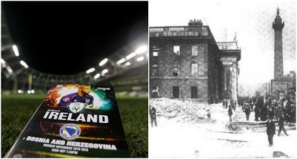 Pic: The programme at Ireland’s Good Friday friendly will honour Easter Rising hero