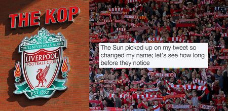 Liverpool fan changes Twitter name as The Sun use his tweet in story