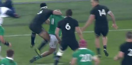 WATCH: Fans call for Malakai Fekitoa’s head after he nearly takes Simon Zebo’s clean off
