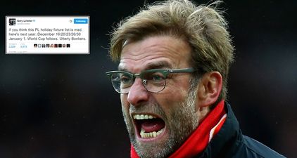 Gary Lineker is right, the festive fixture schedule for 2017 is bonkers