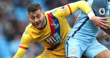 Joel Ward’s nose was in an absolute jock after Leroy Sane got stuck in