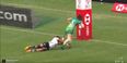 Watch: Ireland winger drags Fijian defender to the try line to score ridiculous try