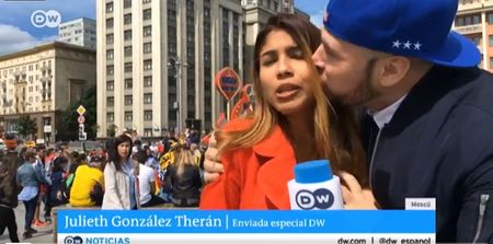 Colombian correspondent groped on live television during World Cup report