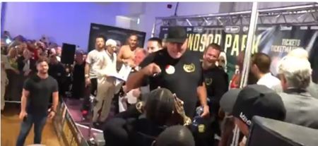 Tyson Fury’s father John takes on Deontay Wilder at weigh-ins