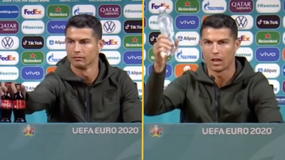 Ronaldo removes Coke, shows off the drink of champions in pre-match conference