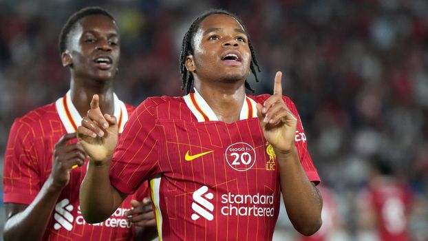 Rio Nguomha celebrates his goal for Liverpool in Yokohama