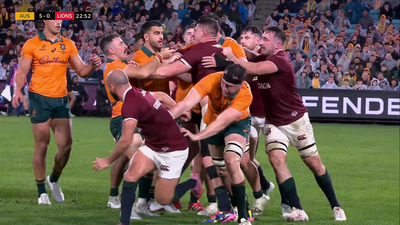 10-man brawl erupts in Lions’ final test match with Australia. 